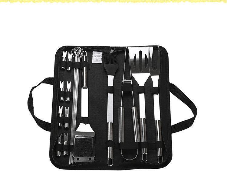 Outdoor Barbecue 20 Pcs BBQ Tool Set Stainless Steel Grill Fork Shovel Clamp Brush