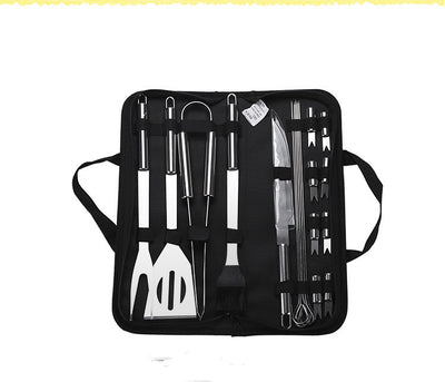 Outdoor Barbecue 20 Pcs BBQ Tool Set Stainless Steel Grill Fork Shovel Clamp Brush